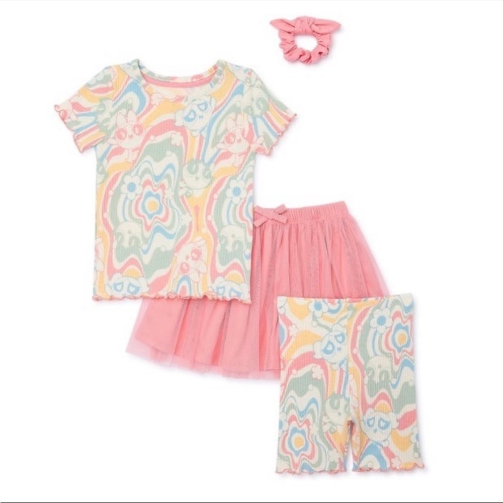 Girls 5T PowerPuff 4 Piece Scooter Set